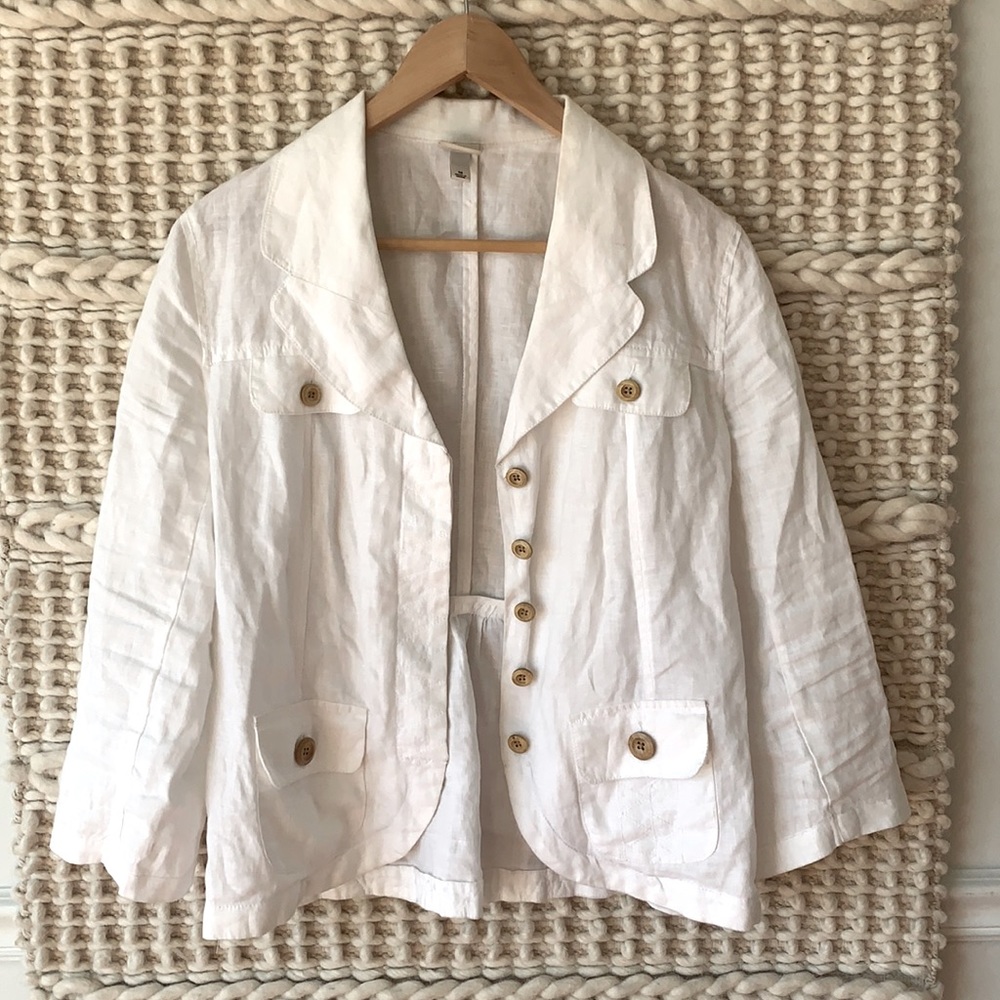 White 100% Linen Jacket